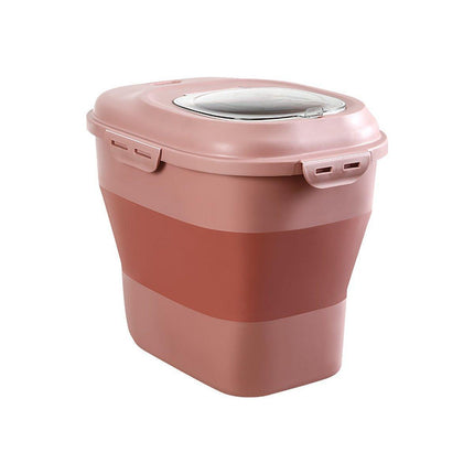 Folding Rice Flour Grain Bucket Moisture Insect Proof Large Storage Pet Dog - Aimall