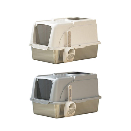 Durable Stainless Steel Cat Litter Box Pan Pet Toilet Odor Control Tray Large