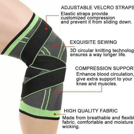 Orange AOLIKES 3D Knee Support Brace Compression Sleeve Arthritis Pain Relief Gym - Aimall