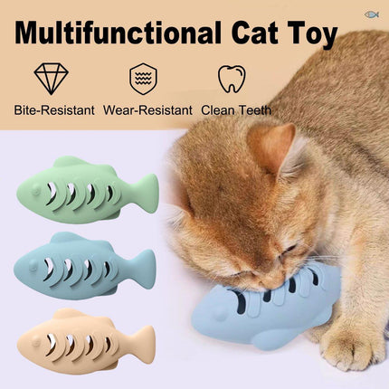 Interactive Cat Toys Fish Leaky Food Dispenser Fun Pet Play Chew Toy Durable