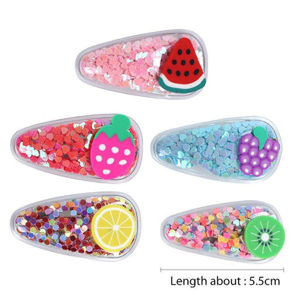 2PCS Cartoon Fruit Sequins Girl Hair Clips Baby Transparent Kids Birthday Party - Aimall