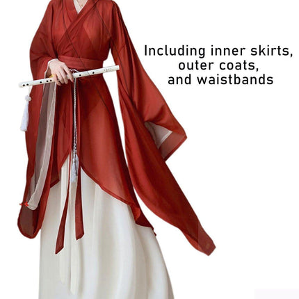 Womens Hanfu Wei Jin Style Big Sleeve Dress Northern Southern Dynasty