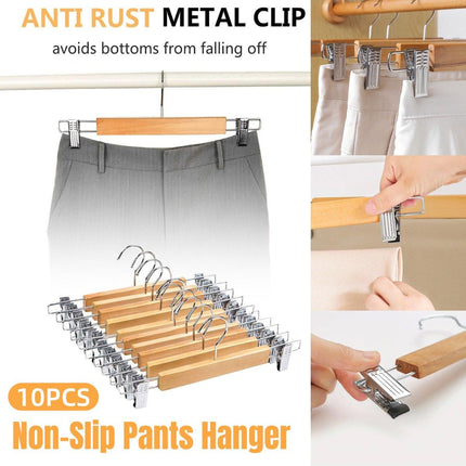 10pcs Multifunctional Trouser Hanger with Clips Skirt Pants Clip Hangers Home