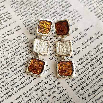 Vintage Brown Gold Dangle Earrings Women Girls Retro Bohemian Fashion