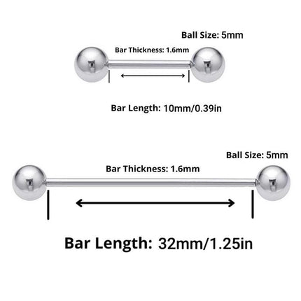 Hypoallergenic Body Piercing Jewelry Ear Bone Studs and Tongue Barbell Studs