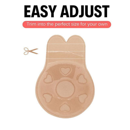 Black Invisible Silicone Bra Rabbit Strapless Self-Adhesive Lift Up Nipple Cover - Aimall
