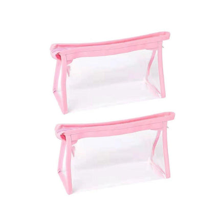 2PCS Transparent Zipper Pencil Case Cosmetic Pouch Pen Storage Bag for Girls