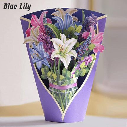New Style 3D Pop Up Cards Paper Flower Bouquet Greeting Card for All Occasions