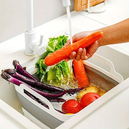 Folding Basket Kitchen Washbasin Draining Basket Portable Vegetable Storage