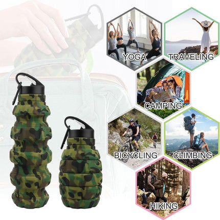 Plastic Grenade Water Bottle Silicone Riding Sports Kettle Retractable Folding Water Bottle