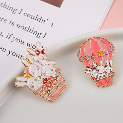 Lovely White Bunny Rabbit Ears Metal Pin