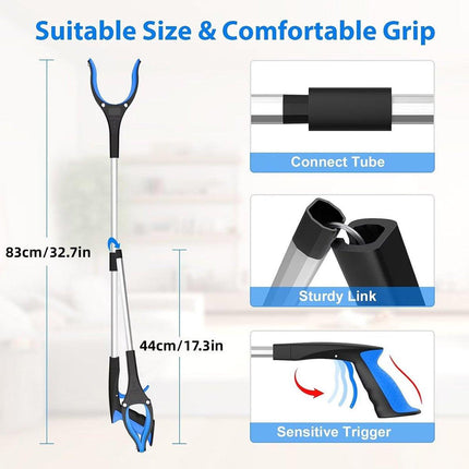 Folding Rubbish Picker Clip Hygiene Trash Grabber Long Handle Waste Cleaner Tool