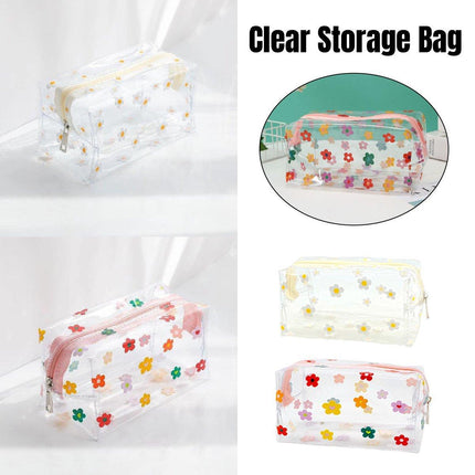 2PCS Large Capacity Transparent PVC Travel Bag Women Portable Wash Storage Bag