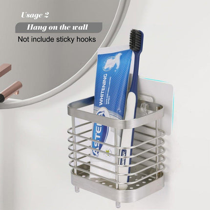 Stainless Steel Household Toothbrush Holder Draining Storage Shelf for Bathroom