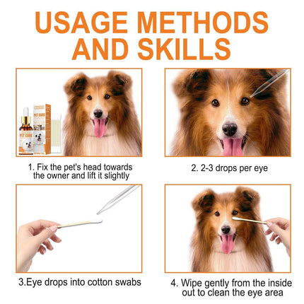 Pet Eye Tear Stain Remover Drops Wash for Dogs and Cats Cleans Eye Discharge