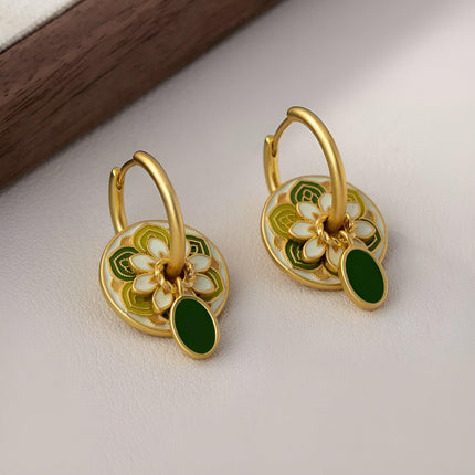 Chinese Vintage Colourful Flower Earrings Spring Jewelry for Women Fashion