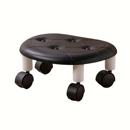 Imitation Leather Low Stool with Wheels Modern Bedroom Living Room Plastic Bench