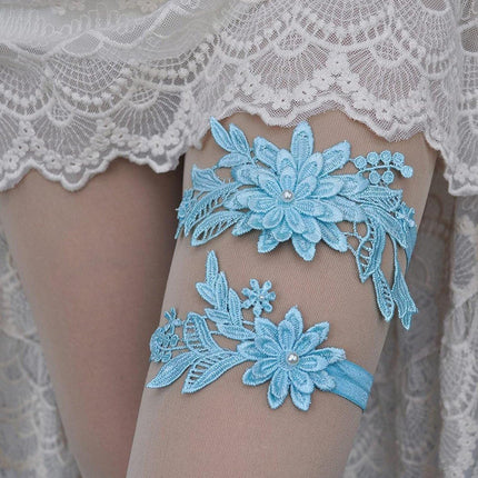 4pcs Blue Lace Garter Set Elegant Leg Loop Garters for Women Bridal Accessories