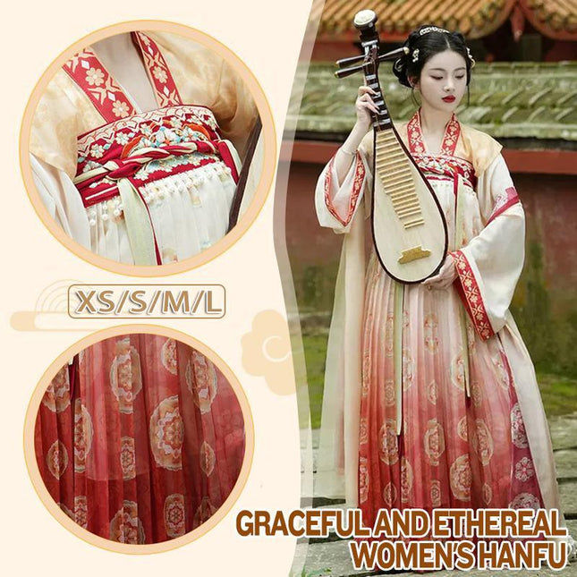 Embroidery Hanfu Tang Style Half Arm Upper Garment Chest Length Skirt Improved - Aimall