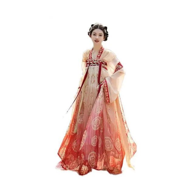 Embroidery Hanfu Tang Style Half Arm Upper Garment Chest Length Skirt Improved - Aimall