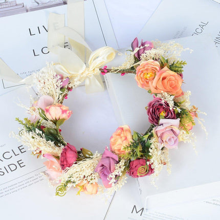 Hawaiian Faux Flower Headband Bridal Wedding Wreath Bridesmaid Hair Accessory