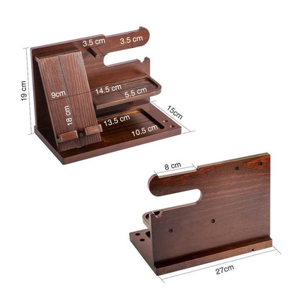 Wooden Mobile Phone Holder Desk Organizer Multifunctional Storage Shelf Stand