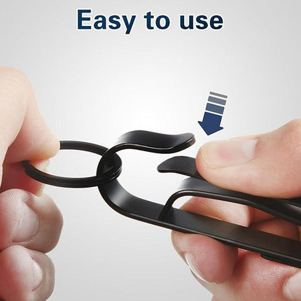 4PCS Black Keychain with Dual Rings Stainless Steel Belt Clip Wear Belt Buckle