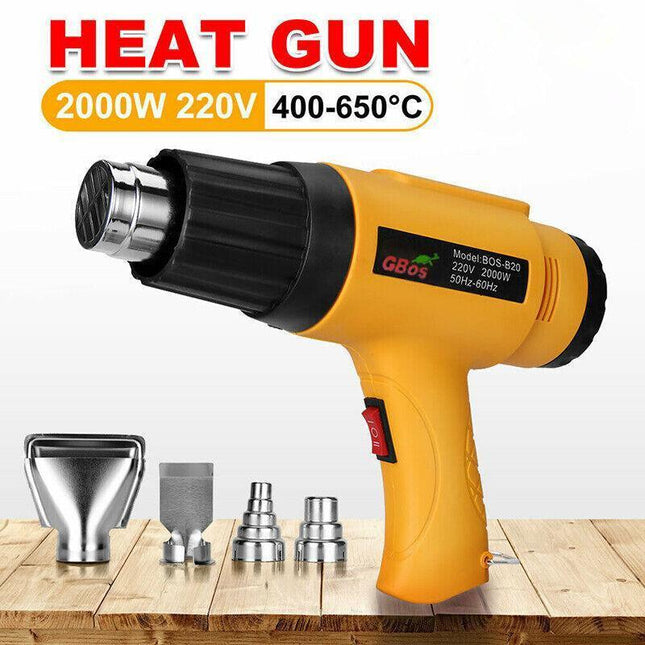 2000W Electric Heat Gun Hot Air Adjustable Temperature w/4 Nozzles Heating Tool - Aimall