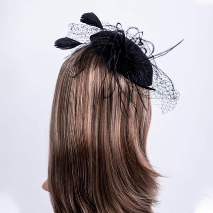 Women Retro Feather Bridal Veil Headwear Festival Stage Top Hat Hair Accessories