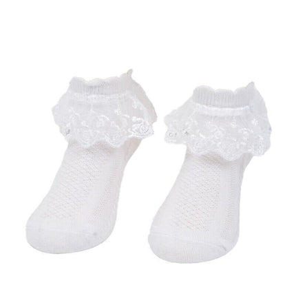 Girls Kids Lace Ruffle Ankle Short Socks Frilly Toddler Princess Socks 0-9 Yrad M Size - Aimall