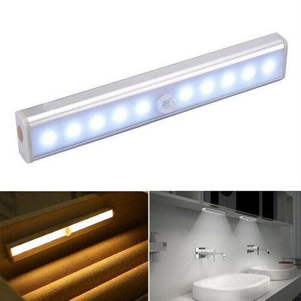 LED Motion Sensor Light PIR Cordless Night Light Closet Stair Battery Powered Cool White - Aimall