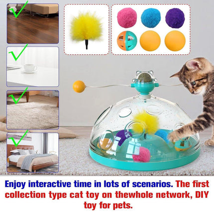 Interactive Windmill Cat Teaser Toy Treasure Box with Stick Fun Play for Pets