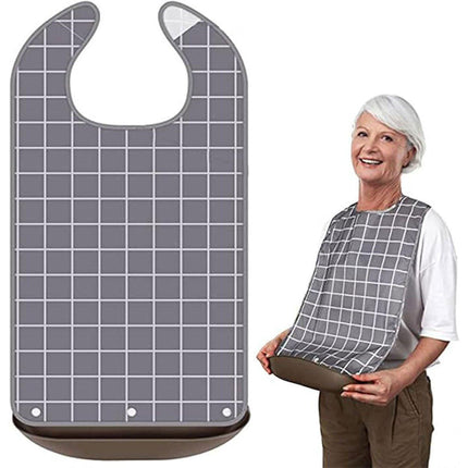 4X Elderly Bib for Eating Women/Men Bib-Washable Reusable Waterproof Apron