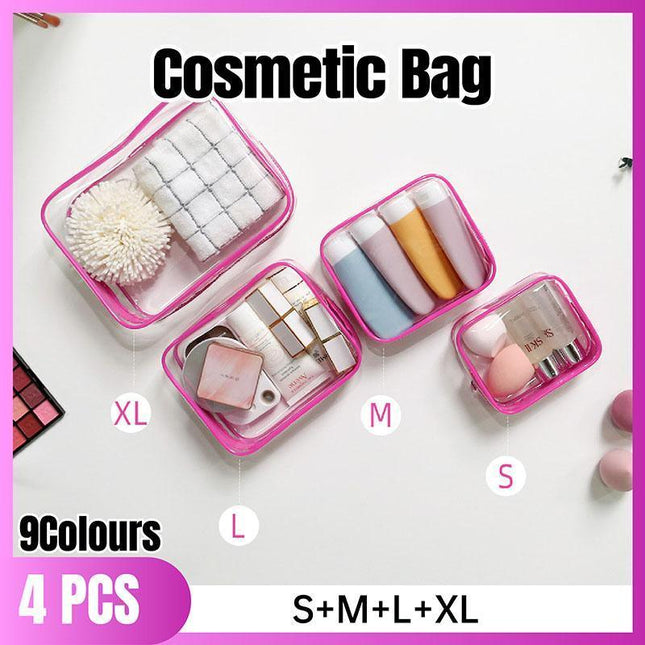 4pcs Durable PVC Cosmetic Bags Easy to Clean Multiple Sizes and Colours 9 Shades