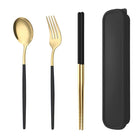 5PC Stainless Steel Portable Cutlery Set - Fork Spoon for Travel & Picnic - Aimall