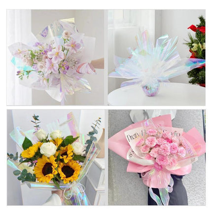 Iridescent Flower Bouquet Wrapping Paper 80CM*15M Cellophane Rainbow Film - Aimall