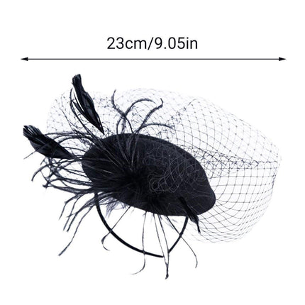 Women Retro Feather Bridal Veil Headwear Festival Stage Top Hat Hair Accessories