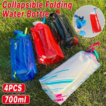 4PCS Portable 700ML Folding Water Storage Bag PE for Riding Sports Hiking Kettle