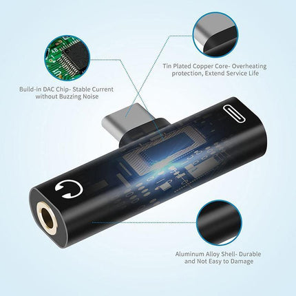 Up to 2 Type C to 3.5mm Audio Headphone Connector Earphone Adapter Aux Jack 1X2X - Aimall