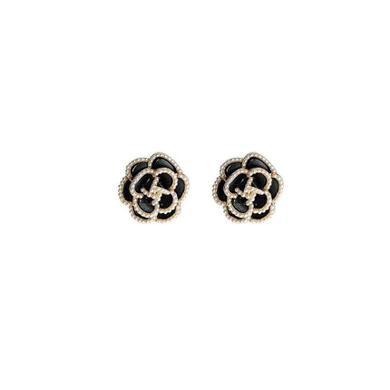 Vintage Black Stud Earrings Women Retro Style Dripping Oil Fashion Jewelry