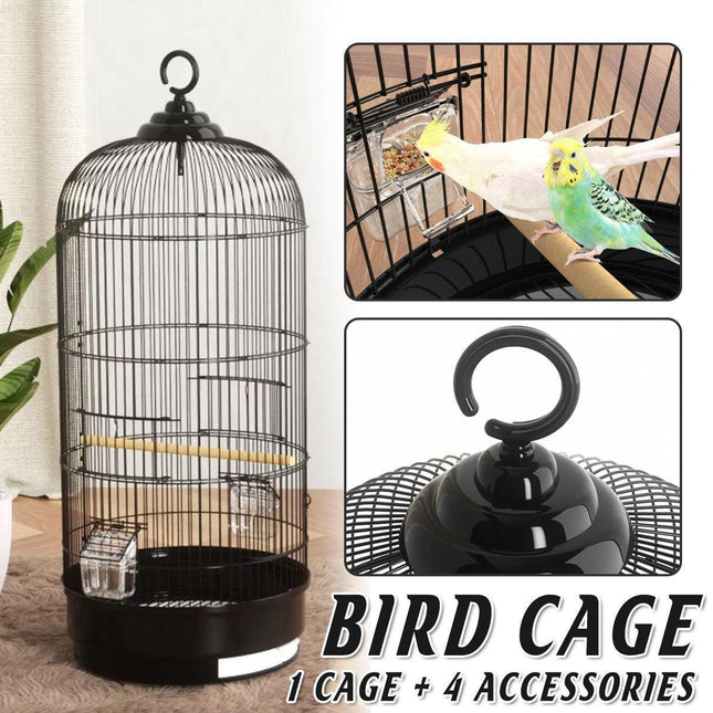 Round Bird Cage Metal Cage Large Pet Birdcage Indoor Outdoor Parrot