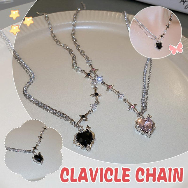 Fashion Creative Steel Heart Pendant Necklace Clavicle Chain Women Jewelry Gift - Aimall
