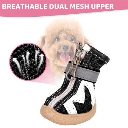 4PCS Breathable Soft Soled Dog Shoes for Small Dogs Four Seasons Pet Footwear