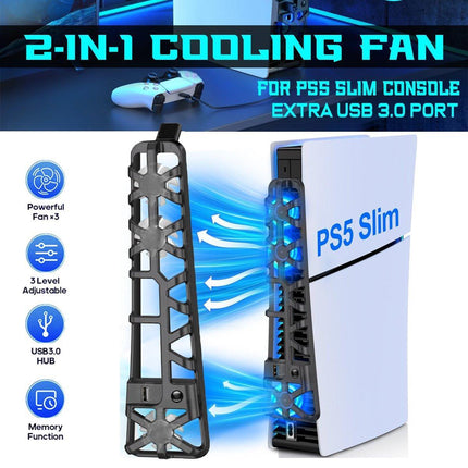 PS5 Slim Cooling Fan For PS5 Slim Disc/Digital Console Cooler Fan LED USB 3.0