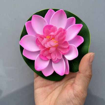 9pcs Simulation Lotus Flowers Leaves Water Lily Pond Fish Tank Decoration