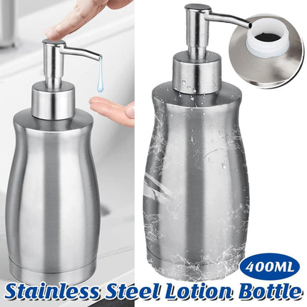 304 Household Stainless Steel Liquid Soap Lotion Shampoo Dispenser Bottle 400ML