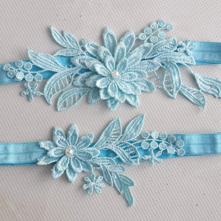 4pcs Blue Lace Garter Set Elegant Leg Loop Garters for Women Bridal Accessories