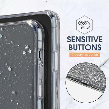 For Samsung Galaxy S20 FE S21 Ultra S20 Shockproof Bling Glitter Soft Case Clear - Aimall