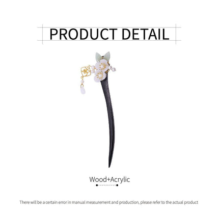 Jade Flower Pendant Hairpin Vintage Chinese Style Hair Accessories Clip