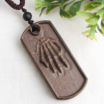 Ethnic Style Retro Long Sweater Chain Necklace with Wooden Pendant Fashion